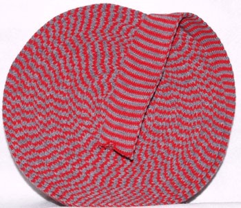 Rød-grå stribet 3cm tubestrik 1m